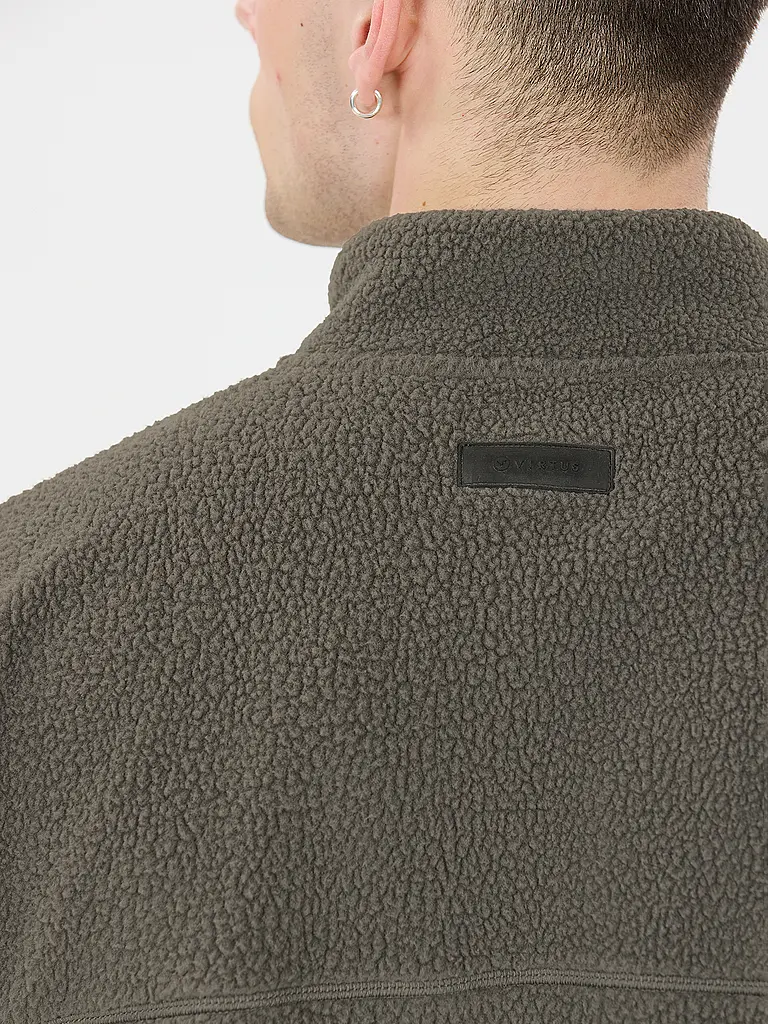 VIRTUS | Sweat-shirt en polaire à demi-fermeture éclair pour homme | Vert foncé