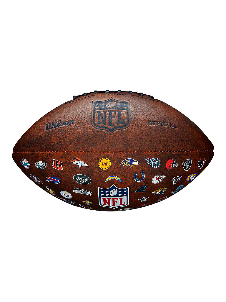 Ballon de football américain NFL Off Throwback Logo des 32 équipes marron