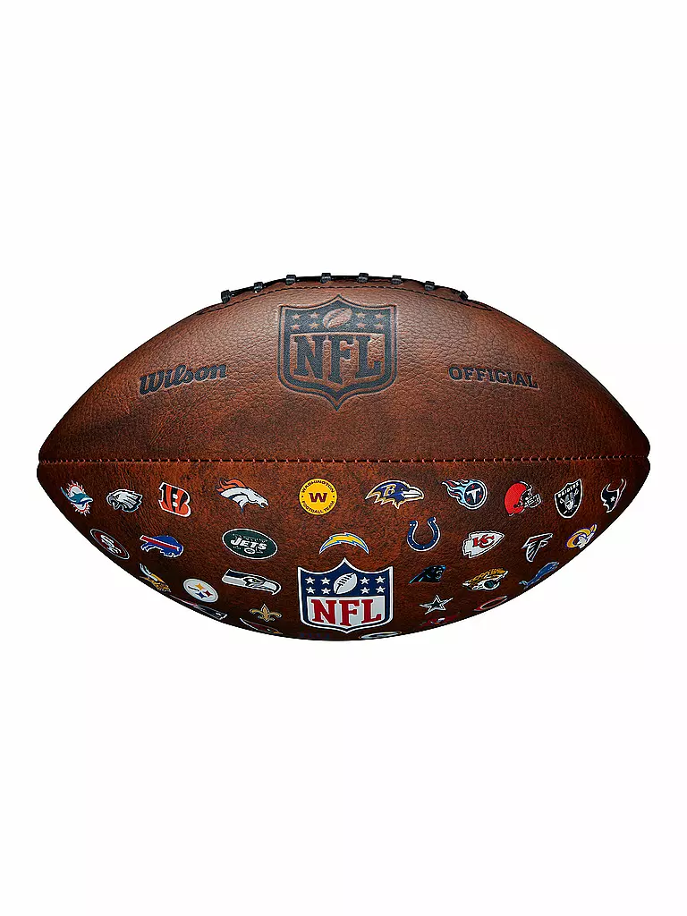 WILSON | Ballon de football américain NFL Off Throwback Logo des 32 équipes | Marron