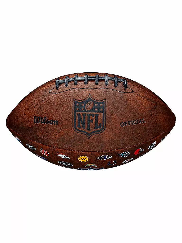 WILSON | Ballon de football américain NFL Off Throwback Logo des 32 équipes | Marron
