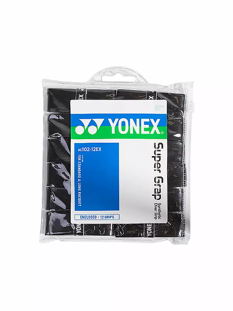 YONEX | Overgrips de tennis Super Grap, paquet de 12 | Noir